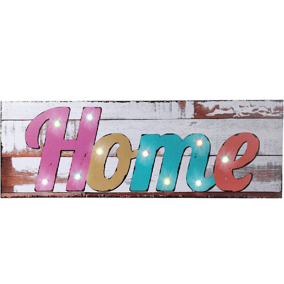 Cadre lumineux 10 LED Home en toile 90 x 30 cm