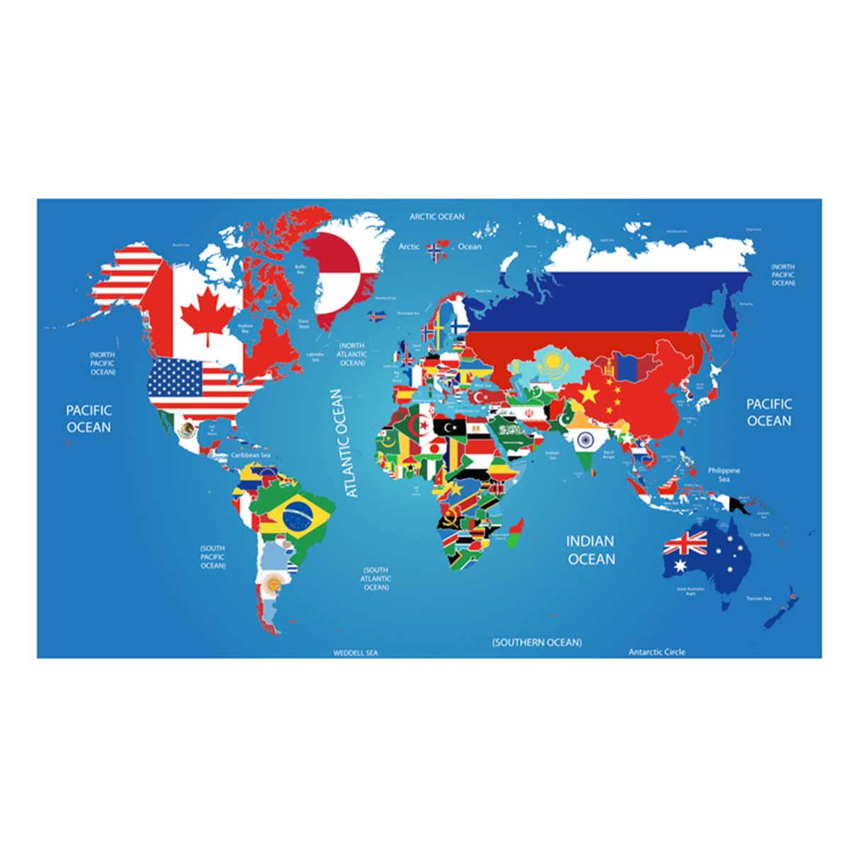 Carte Du Monde drapeaux  gratter 88 cm