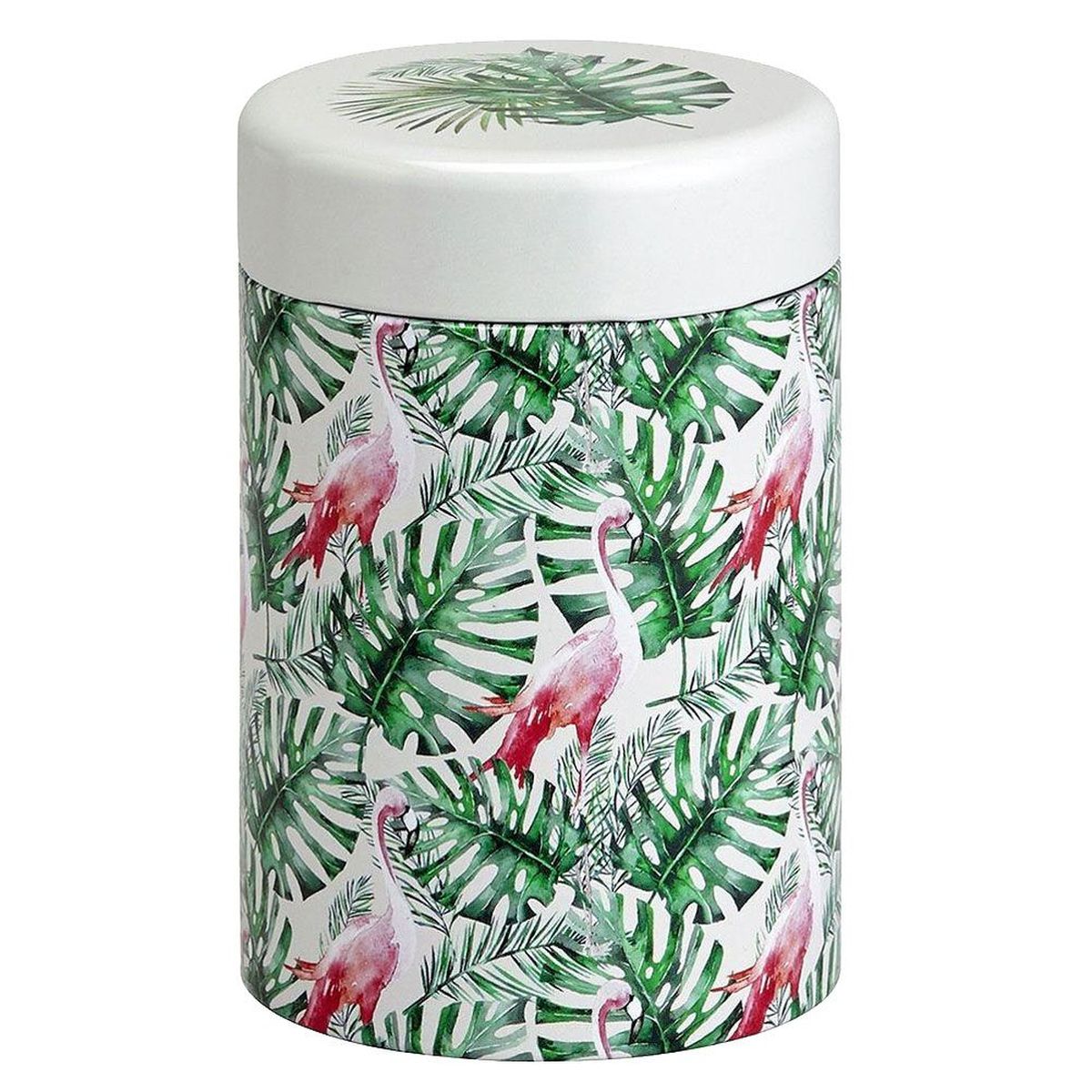 Boite  Th Jungle Flamingo en mtal - 7,5  x 11 cm - 125 grs