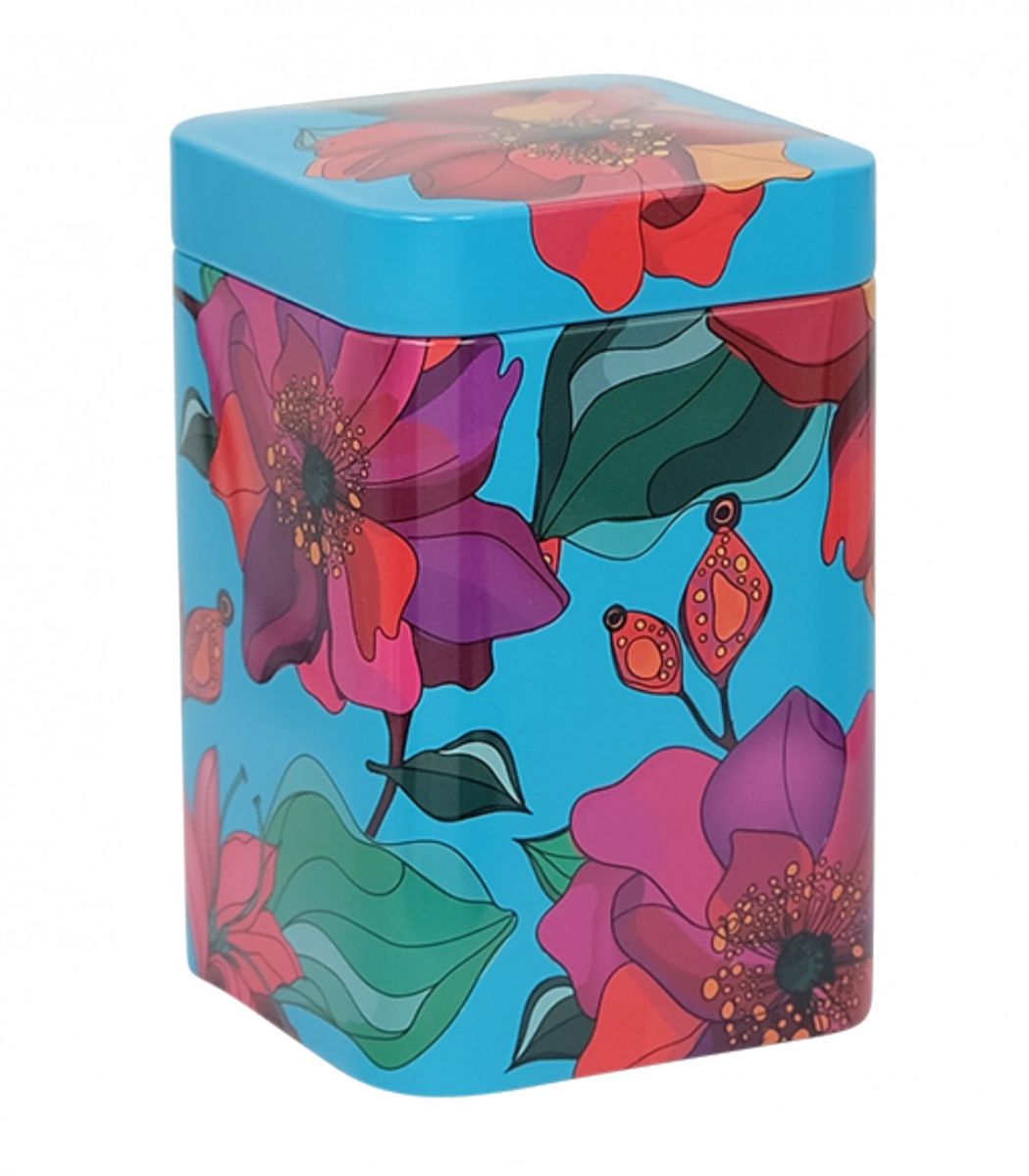 Boite  Th Poppy Turquoise en mtal - 100 grammes