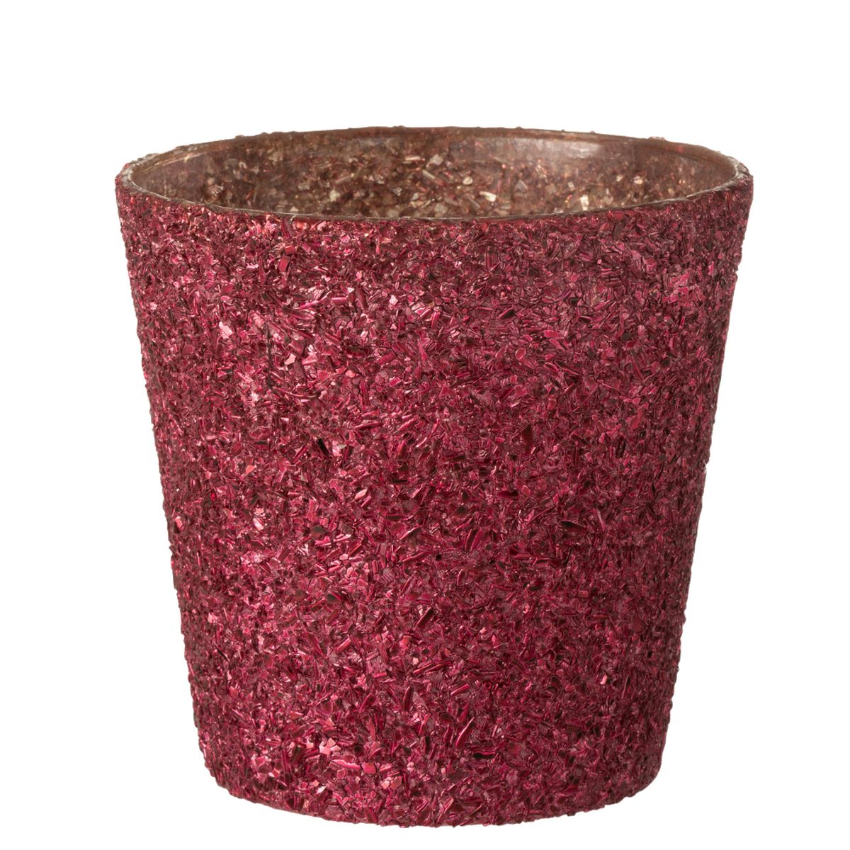 Petit Cache pot en verre Rose paillet 10 cm