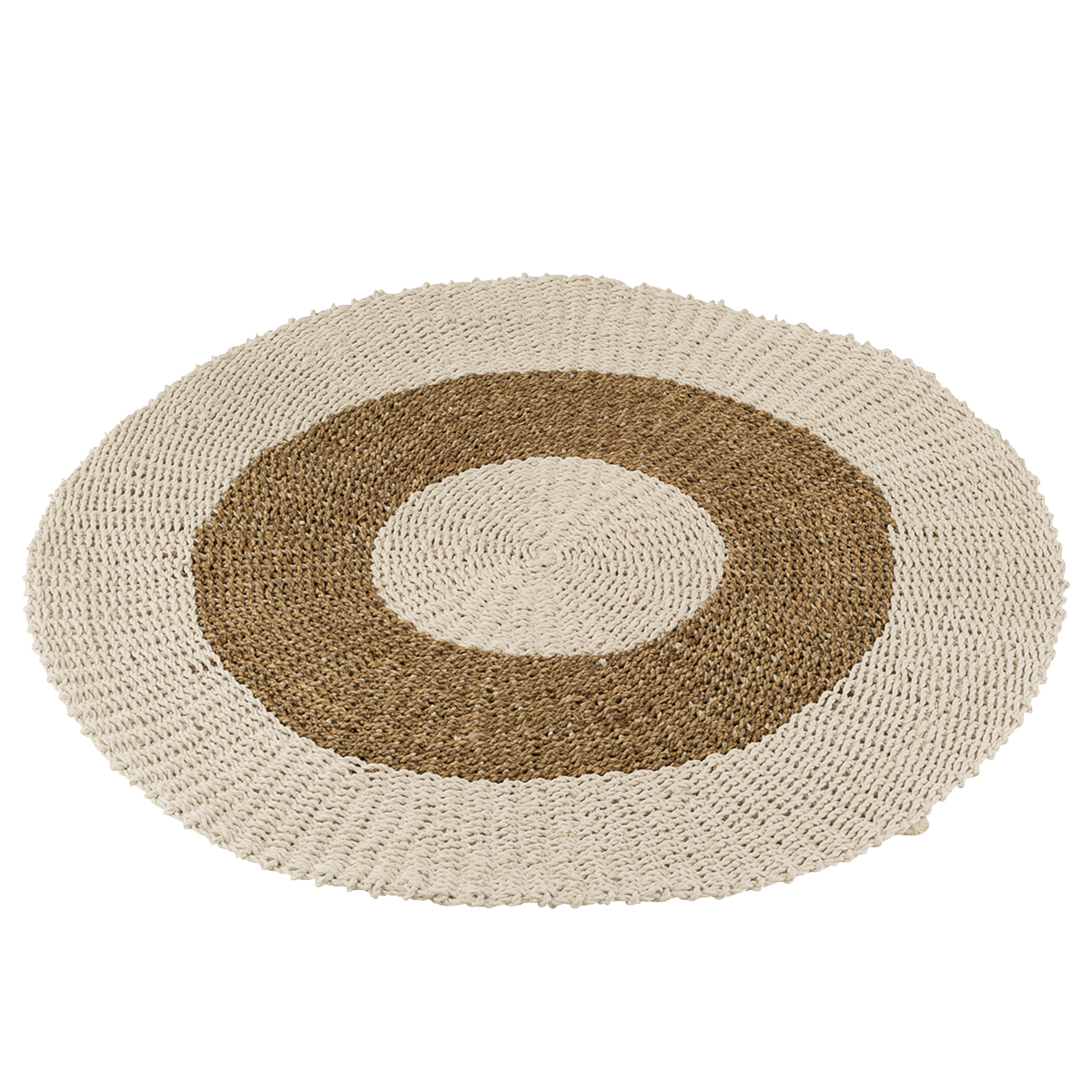 Tapis Ethnique rond en Zostre naturelle 120 x 120 cm