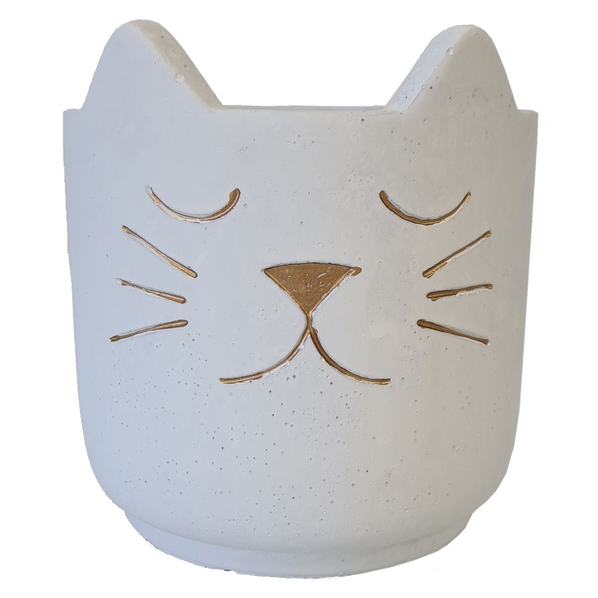 Cache-pot Chat Blanc et Or - 12.5 cm