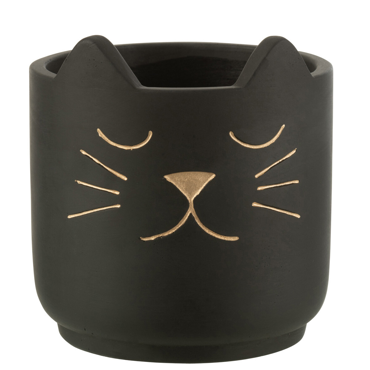 Cache-pot Chat Noir et Or - 14.5 cm