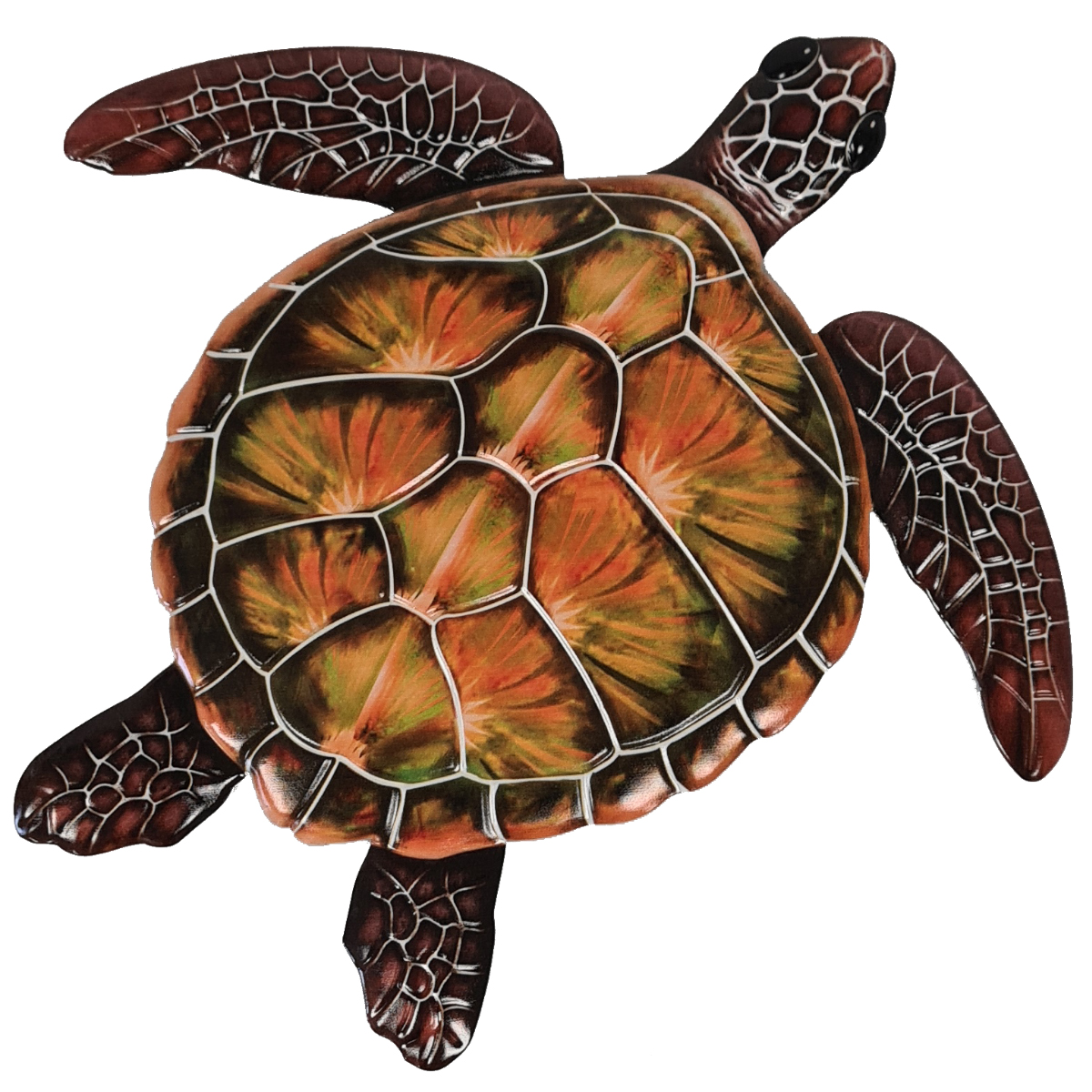 Dcoration murale Tortue en mtal - Orange