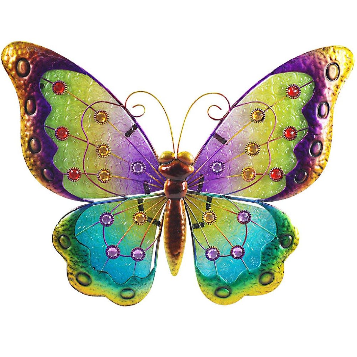 Dcoration murale Papillon en mtal et verre Jaune 43 x 34 cm