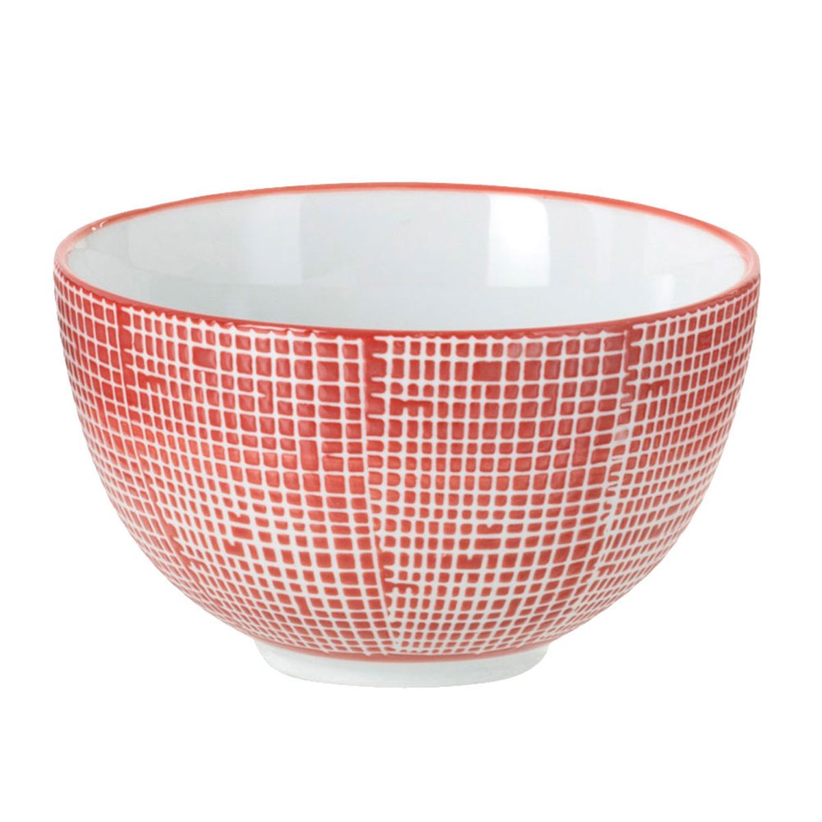 Bol en Porcelaine Rouge - Quadrillage