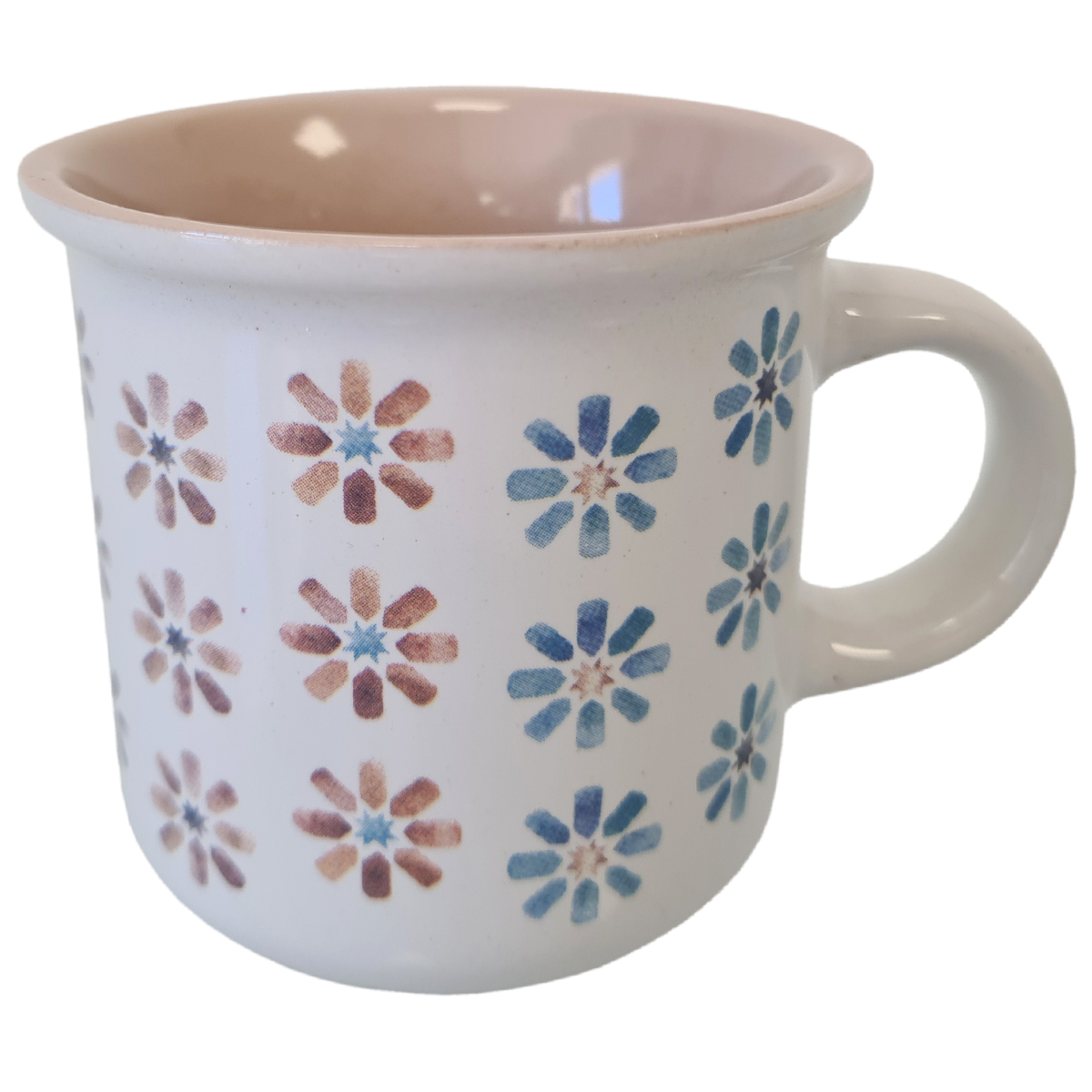 Tasse expresso blanche et beige en Grs  - Fleurs