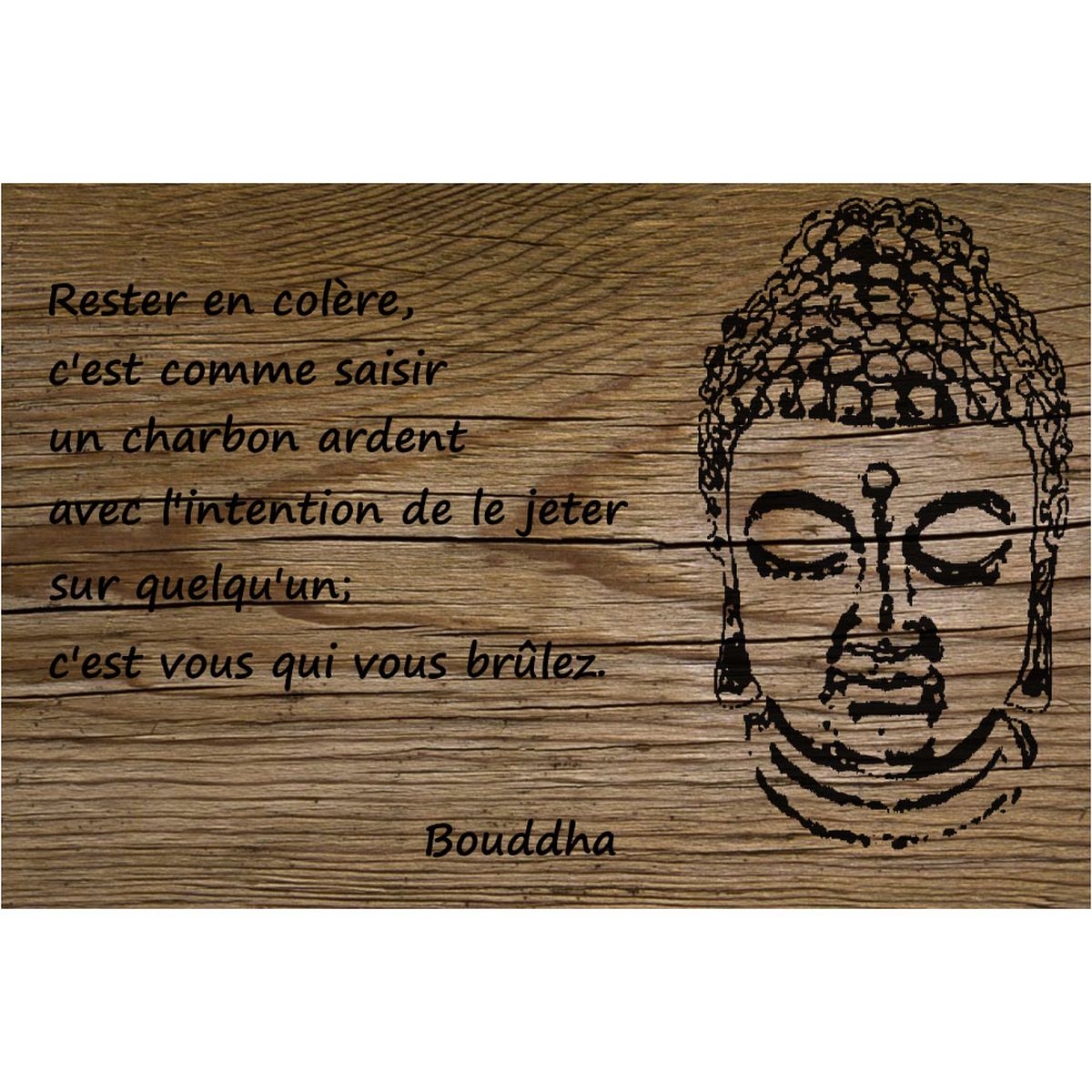 Plaque mtal Citation Bouddha  \