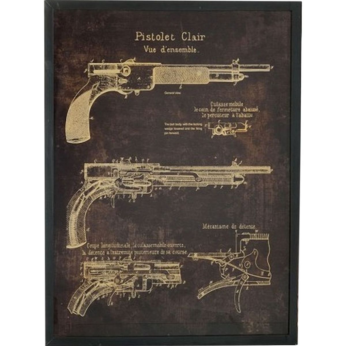 Cadre Pistolet Clair Vue D'ensemble en bois avec vitre de ver