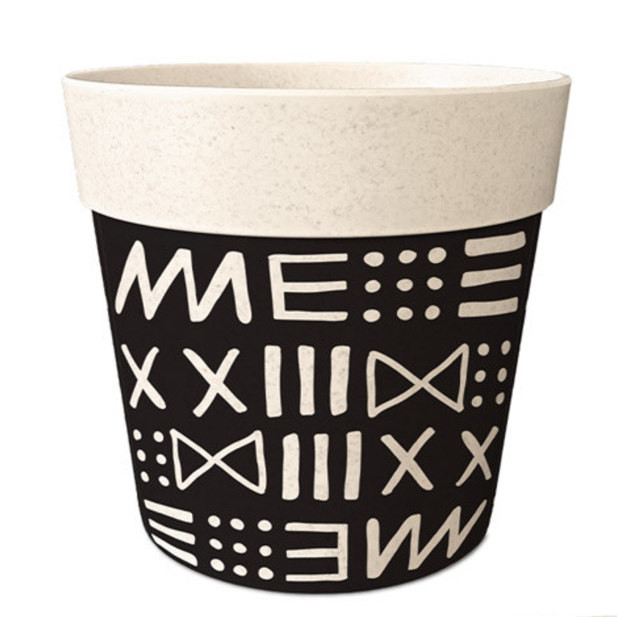 Cache Pot en Fibre de Bambou - beige et noir