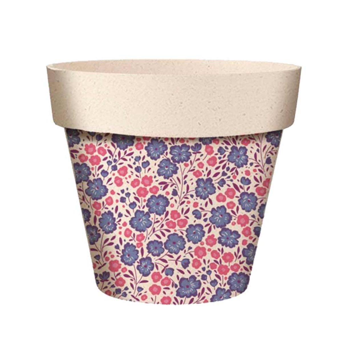 Cache Pot en Fibre de Bambou - Liberty Petites fleurs violettes