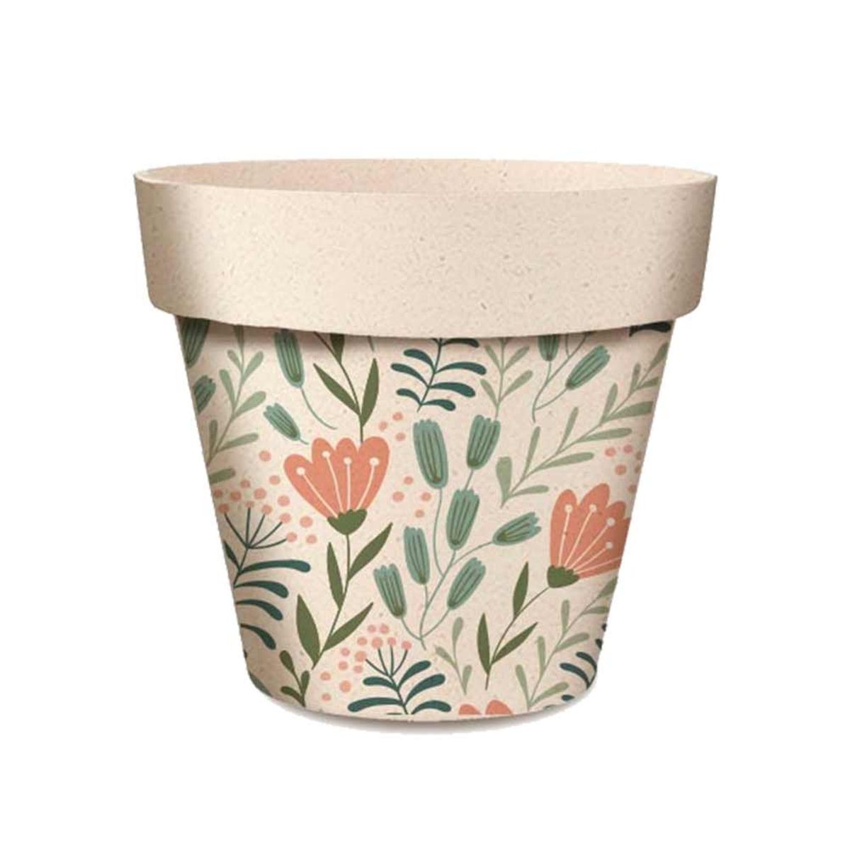 Cache Pot en Fibre de Bambou - FLEURS ROSES