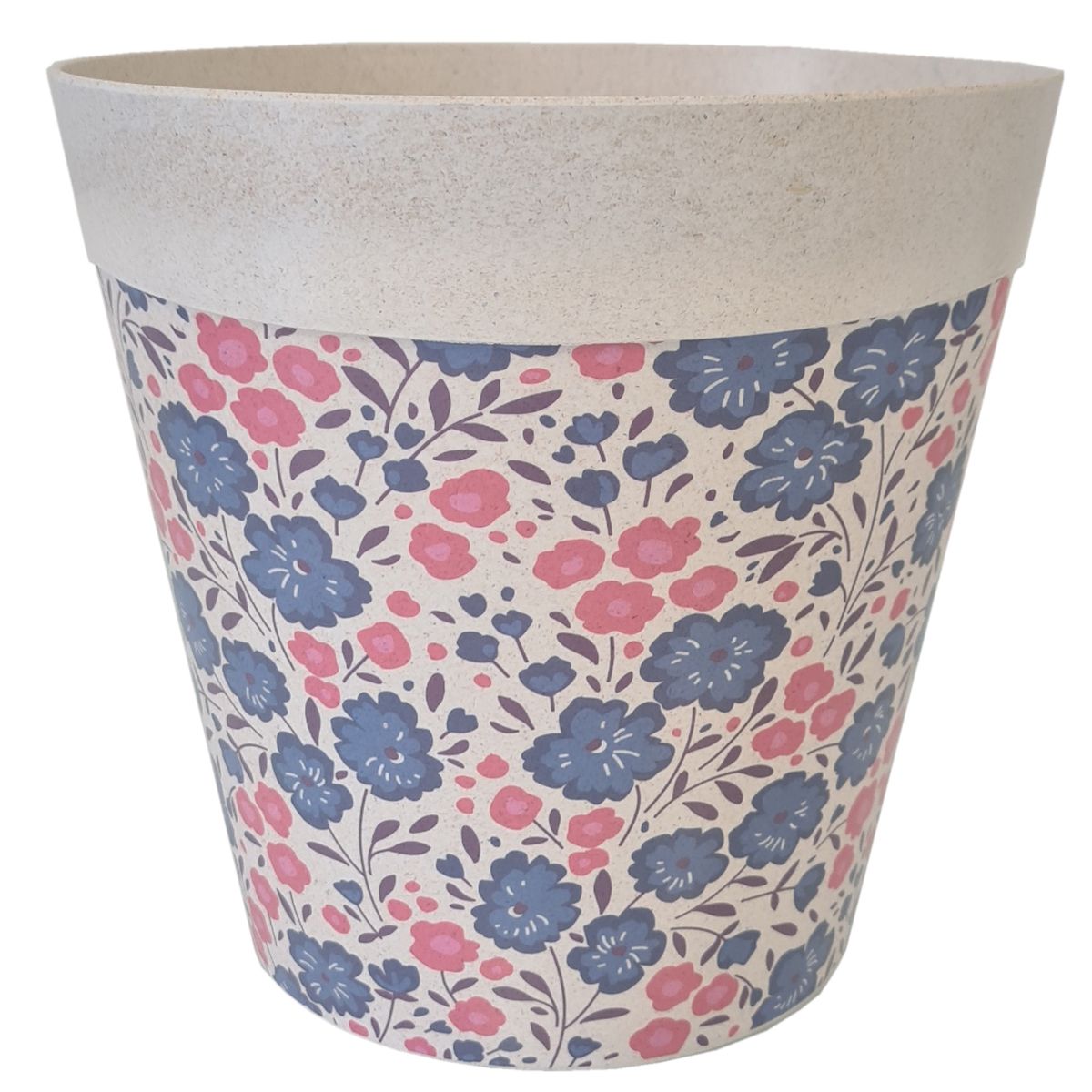 Cache Pot en Fibre de Bambou - Petites Fleurs roses et violettes