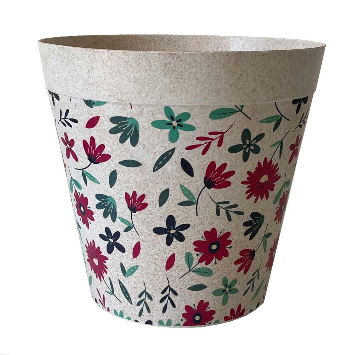 Cache Pot en Fibre de Bambou - Petites fleurs roses