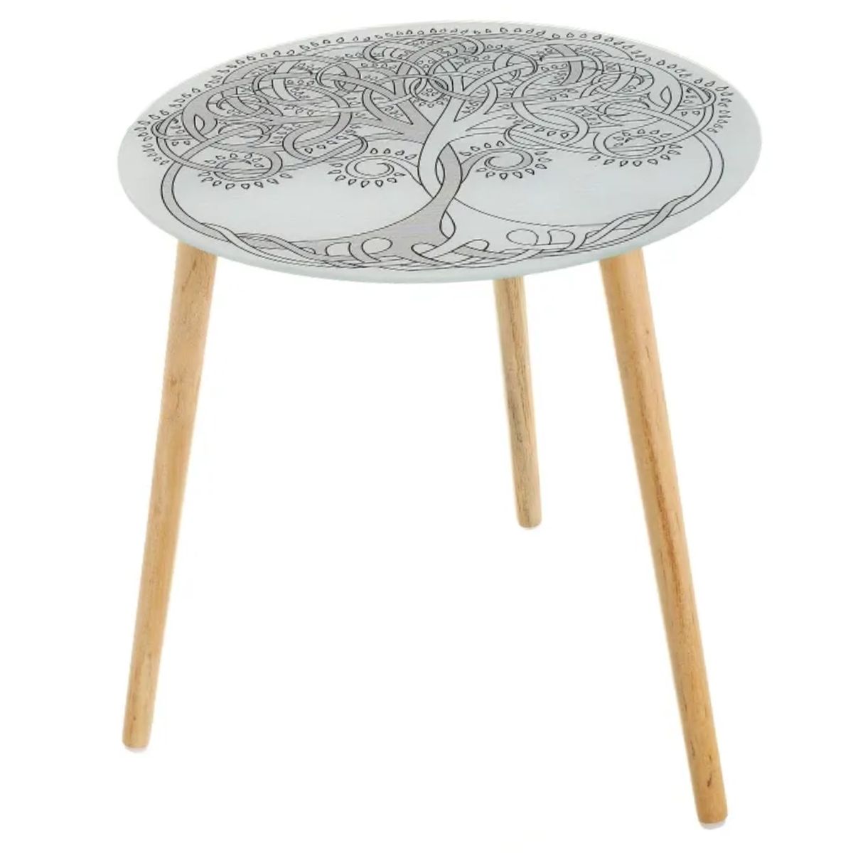 Guridon Table d'appoint Arbres de vie entrelacs en verre