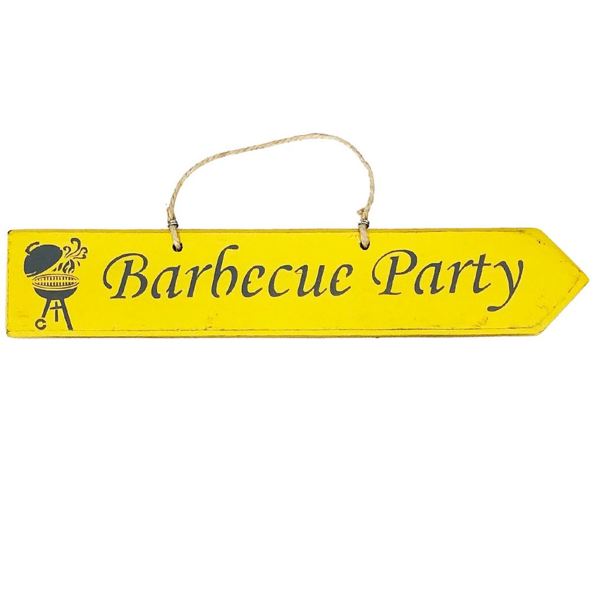 Pancarte en bois - Barbecue Party - Jaune Moutarde