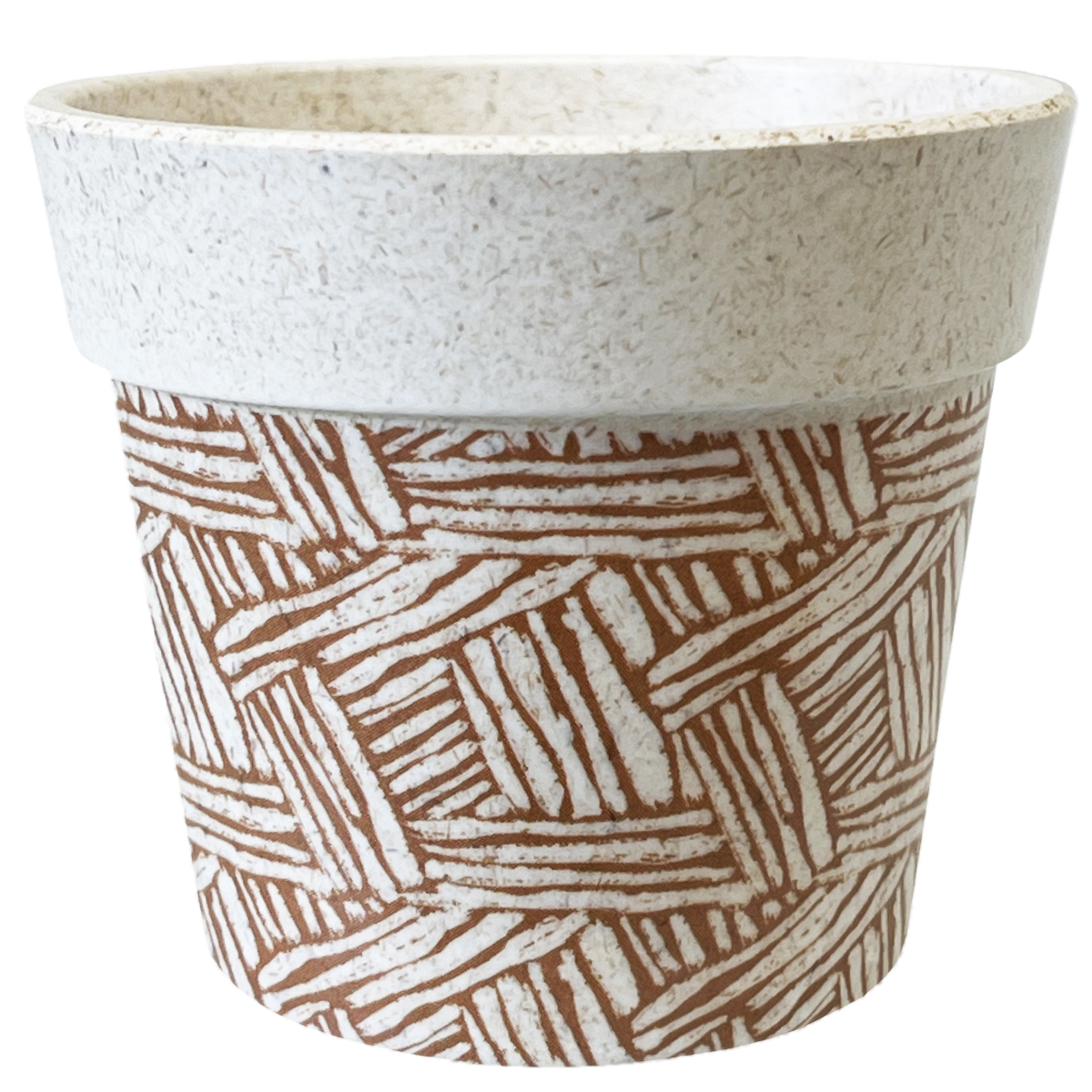 Mini cache pot en fibre de bambou - beige et ocre