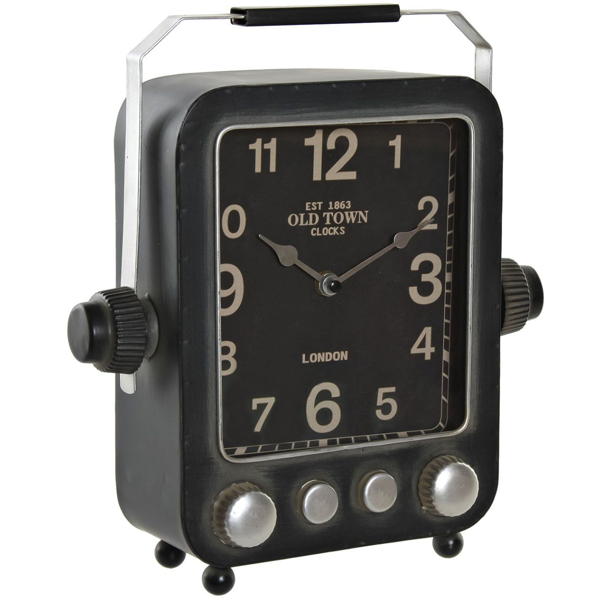 Horloge rtro en mtal patin gris 31 cm