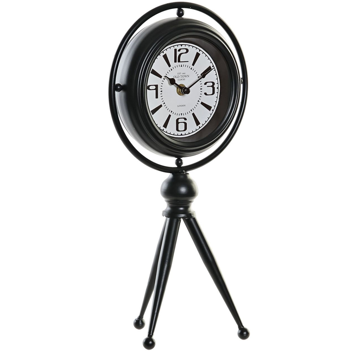 Horloge trpied rtro en mtal noir 40 cm