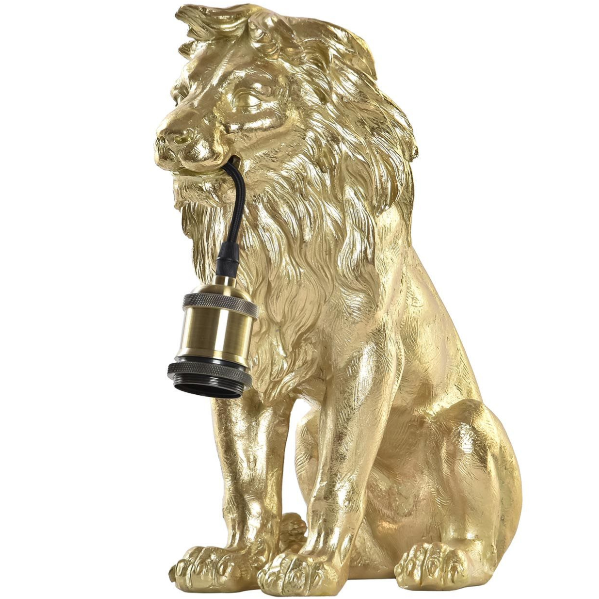 Lampe de table Lion Dor en rsine - 35.5 cm