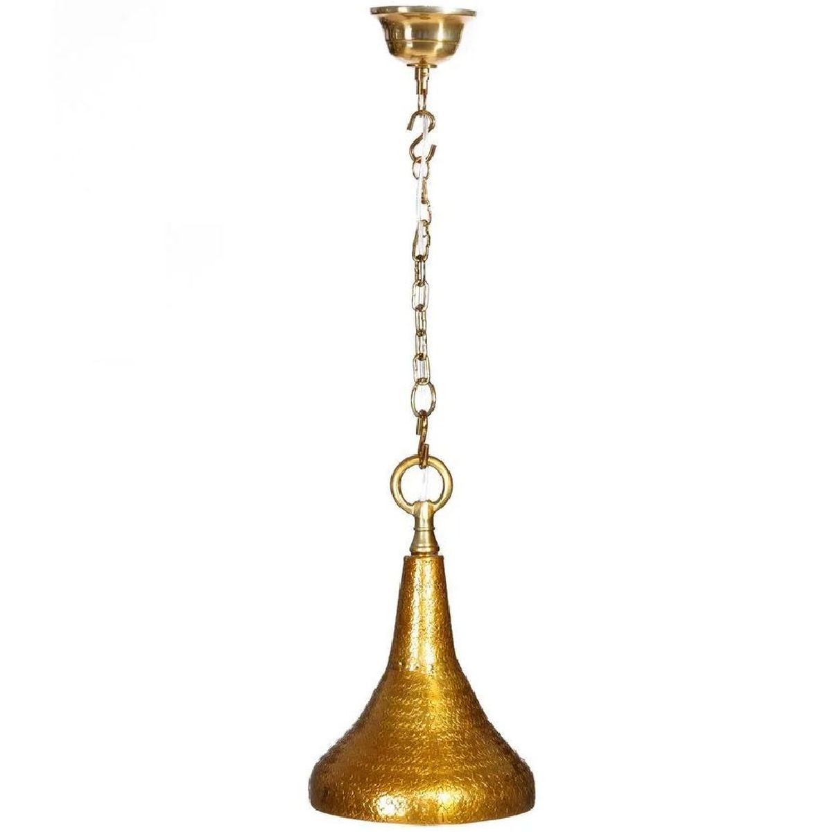 Lustre en mtal dor et patin forme cloche - 35 cm