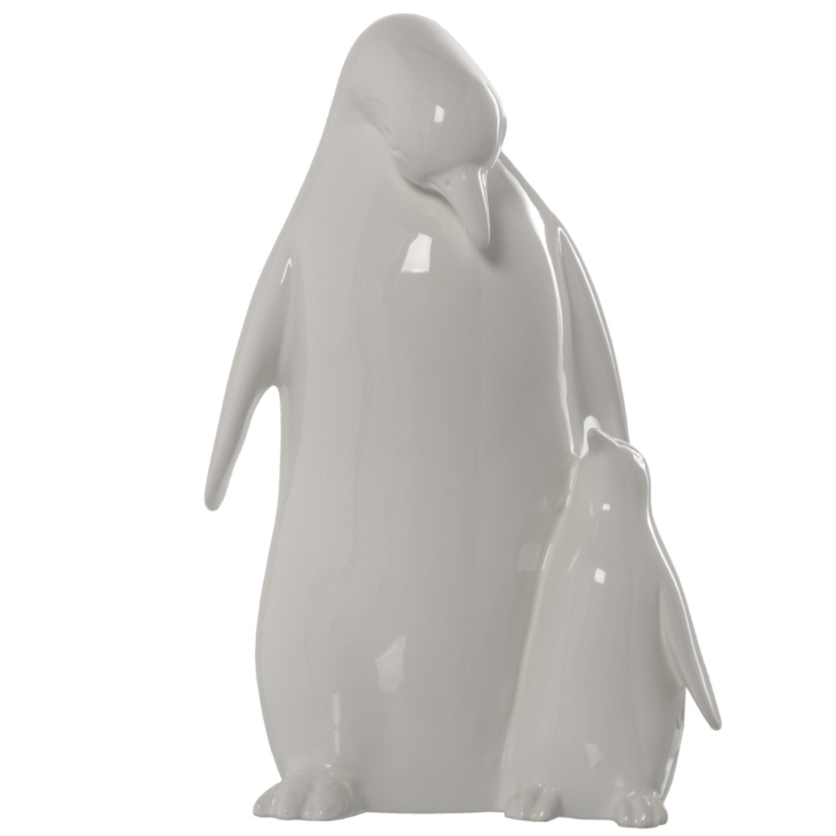 Figurine Maman Pingouin et Son Petit 32 cm