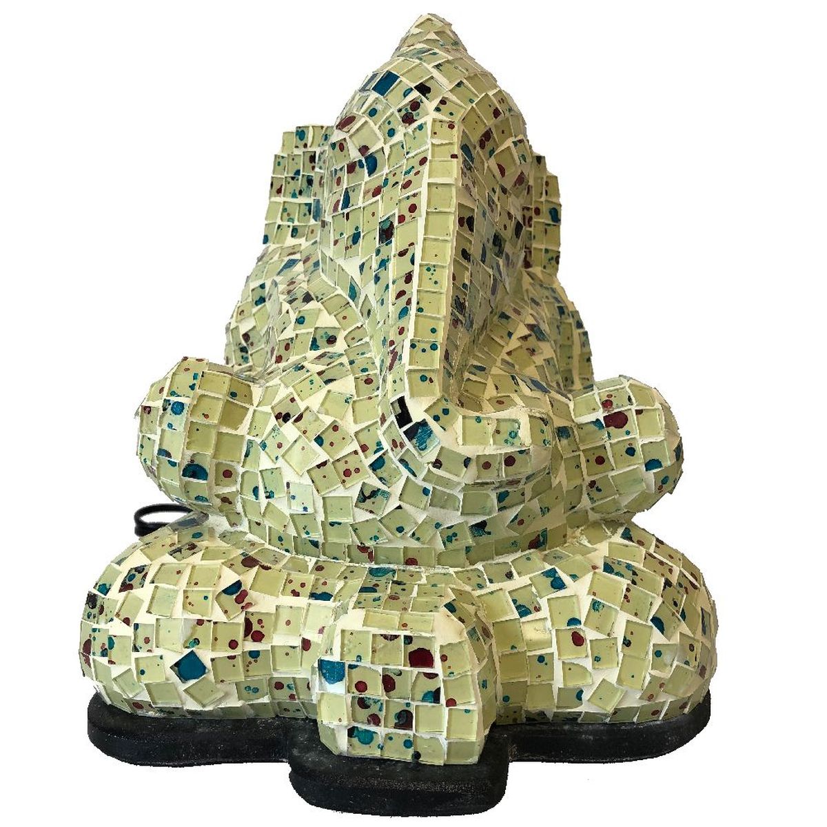 Lampe Ganesh en mosaques de verre vert anis 28 cm