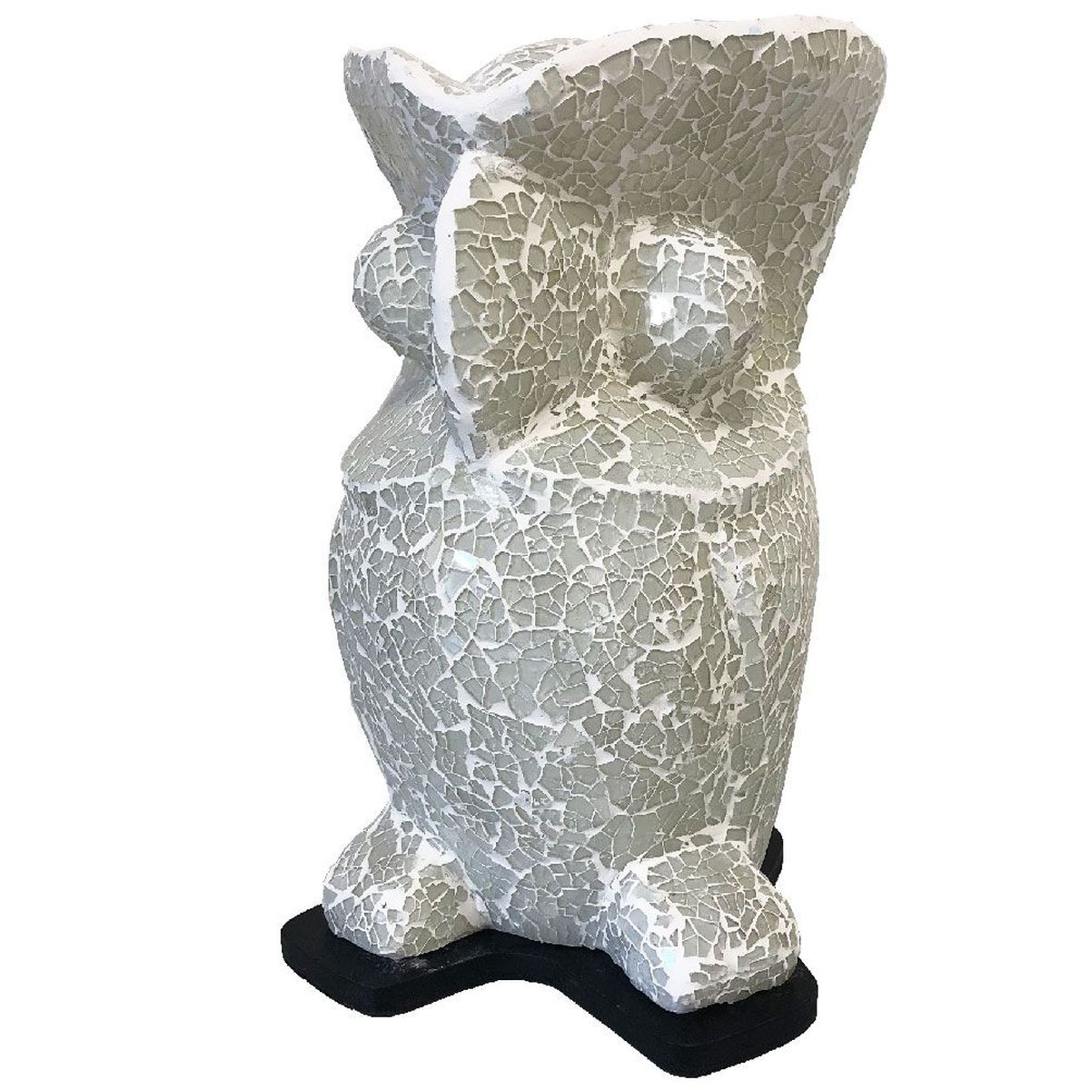 Lampe Hibou blanc en mosaques de verre 33 cm