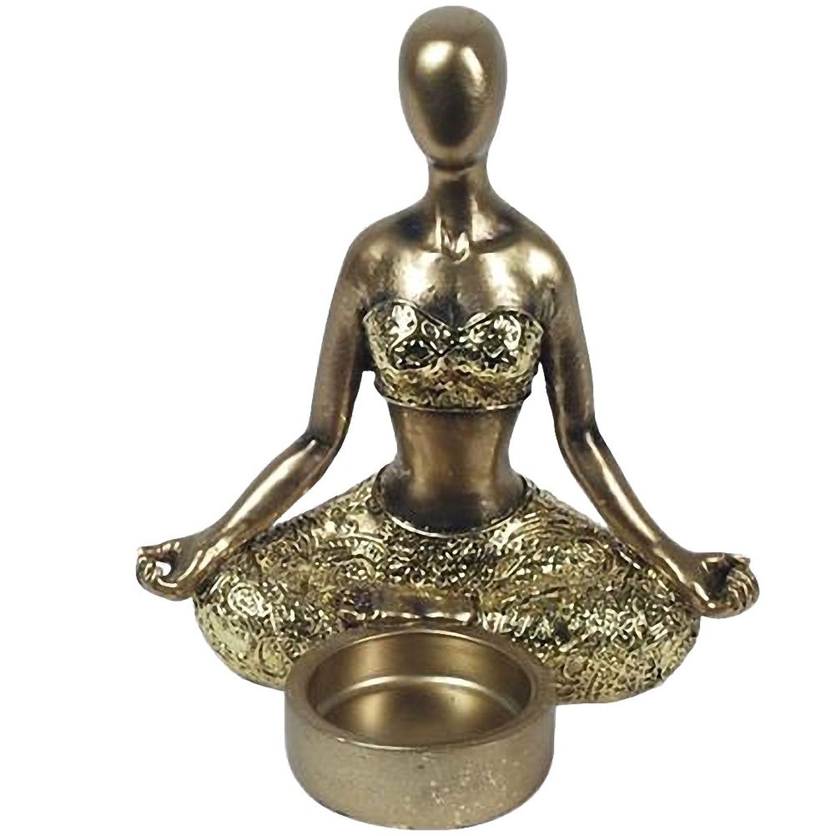 Bougeoir dor Femme en Mditation Yoga 13 cm