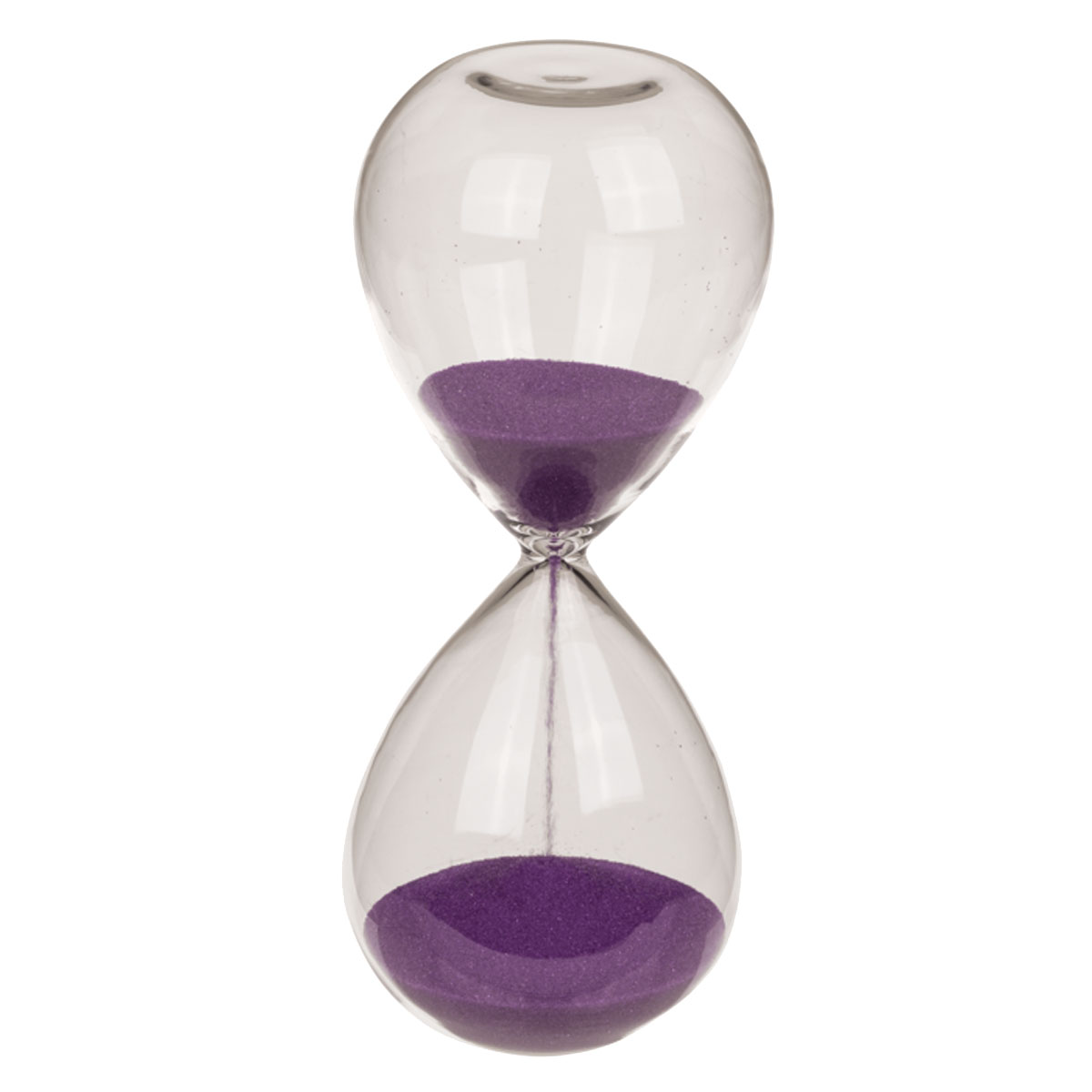 Sablier de cuisine en verre avec sable violet 5 minutes