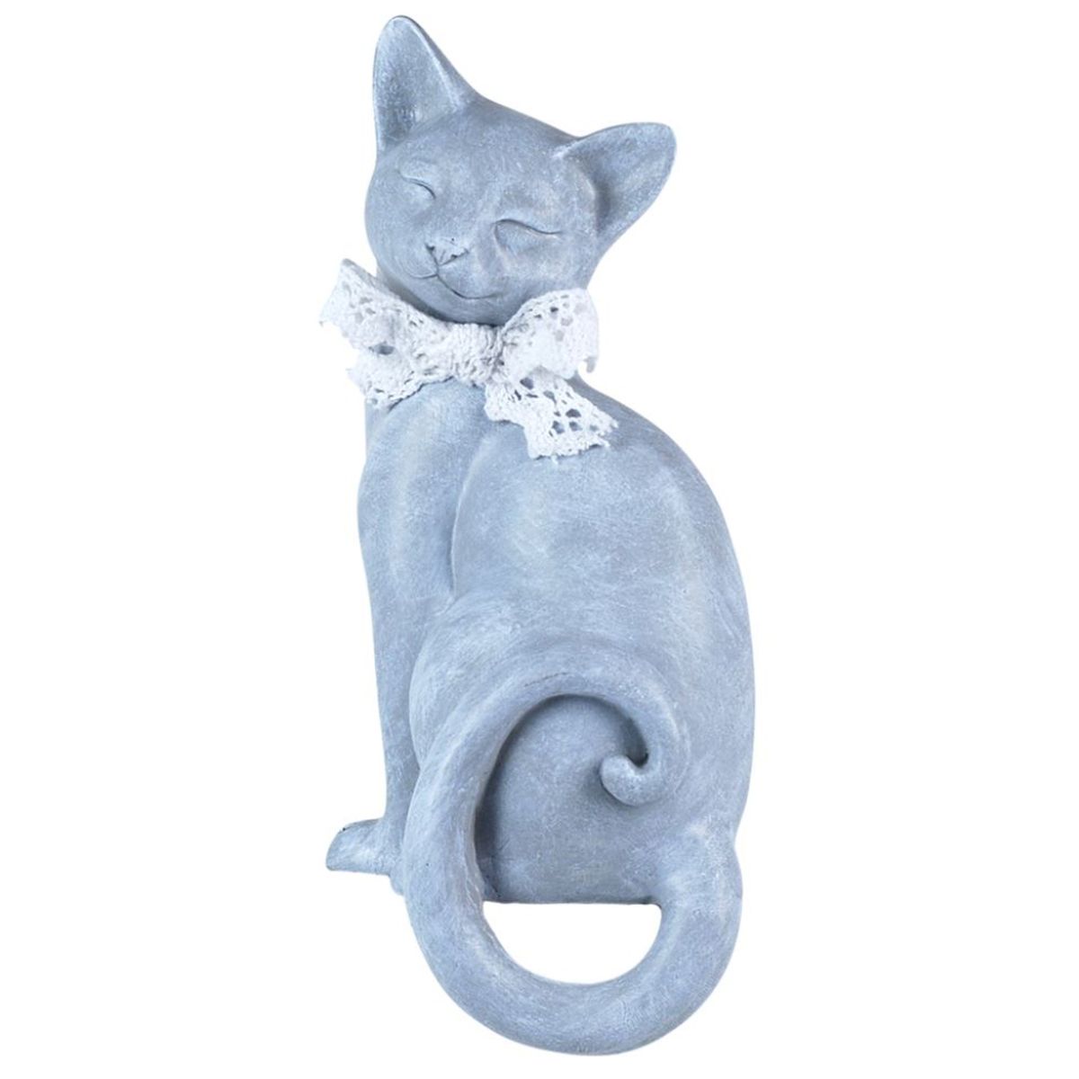 Figurine Bord de meuble Chat Gris 23 cm