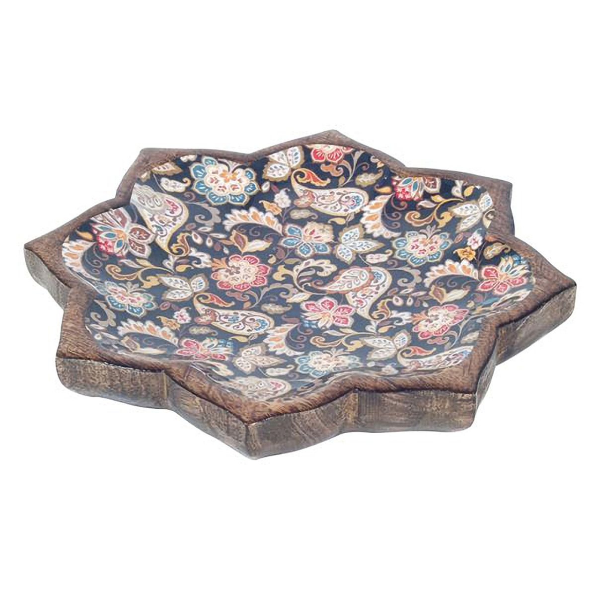 Plateau Motifs Cachemire en manguier - 21 cm