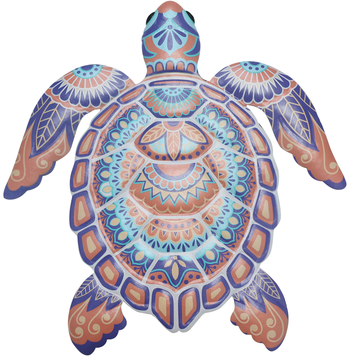 Dcoration murale tortue en mtal orange et bleu 31 cm