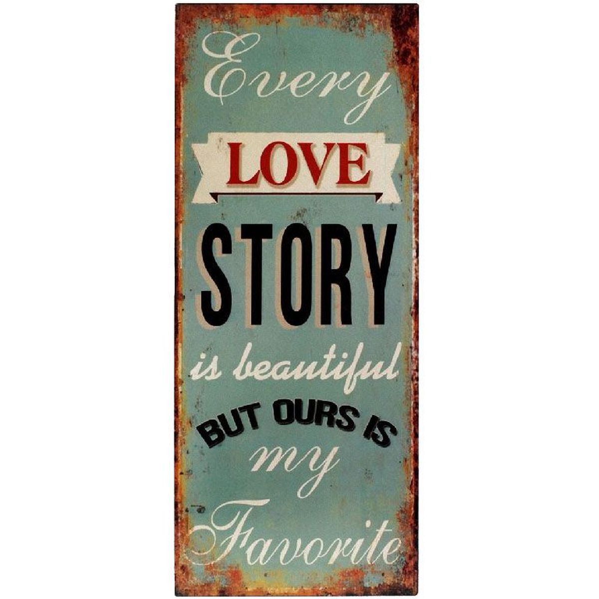 Plaque Dcorative Love Story en mtal 50 x 20 cm