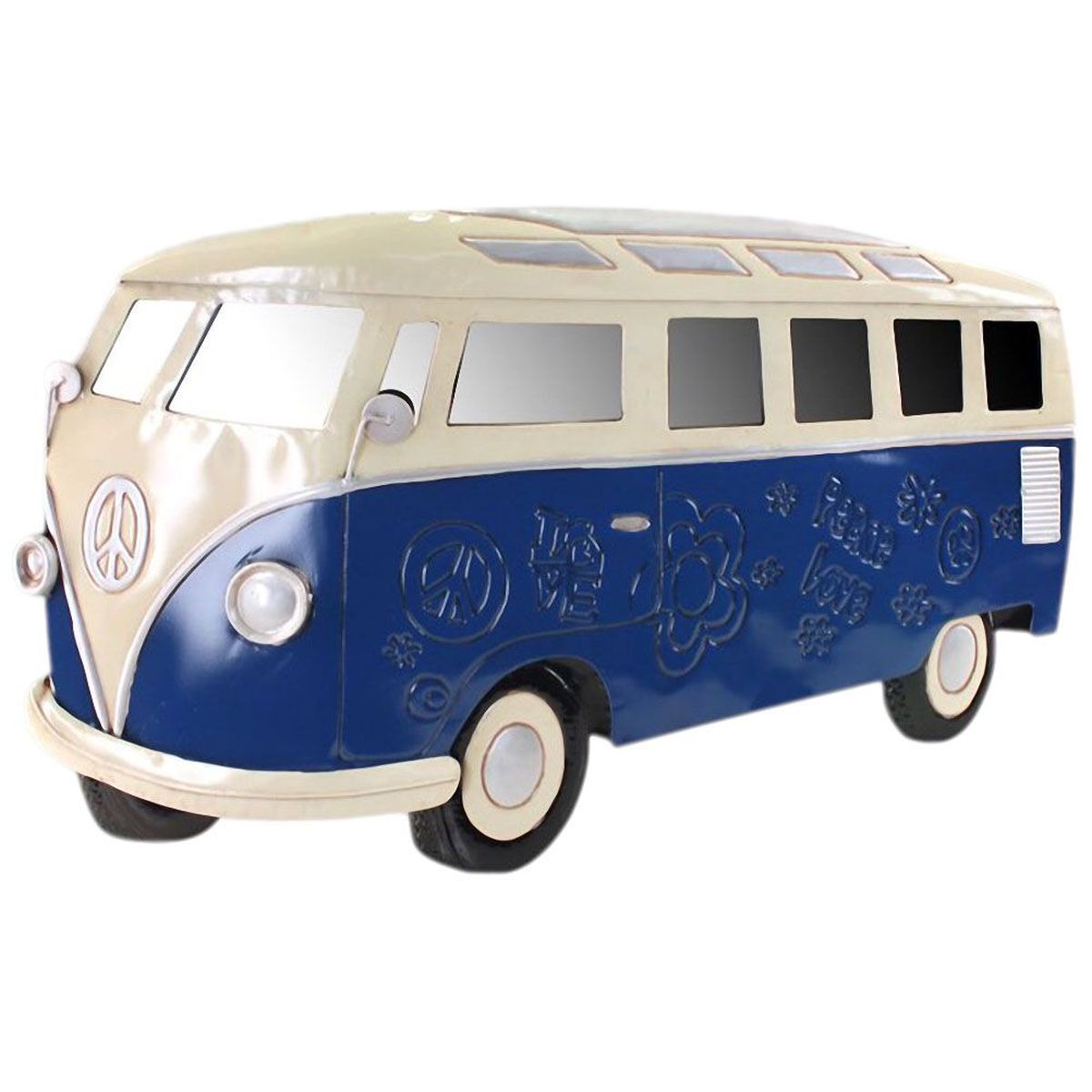 Miroir Inspiration Bulli Peace and Love Vintage bleu 50 cm