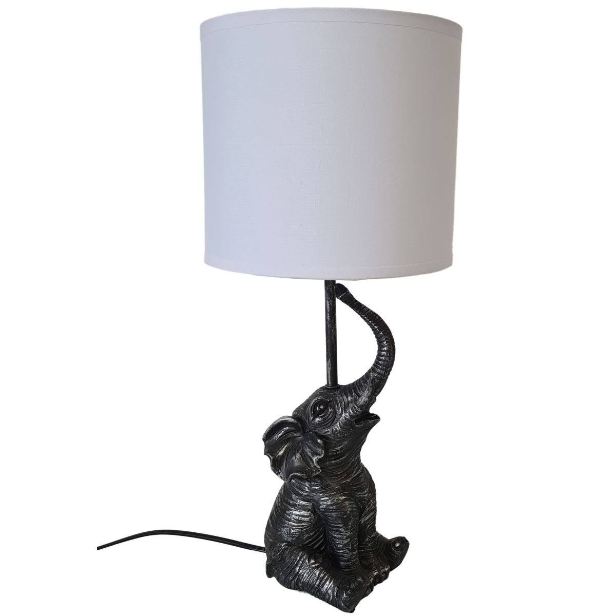 Lampe  poser lphant en rsine Argente 46 cm