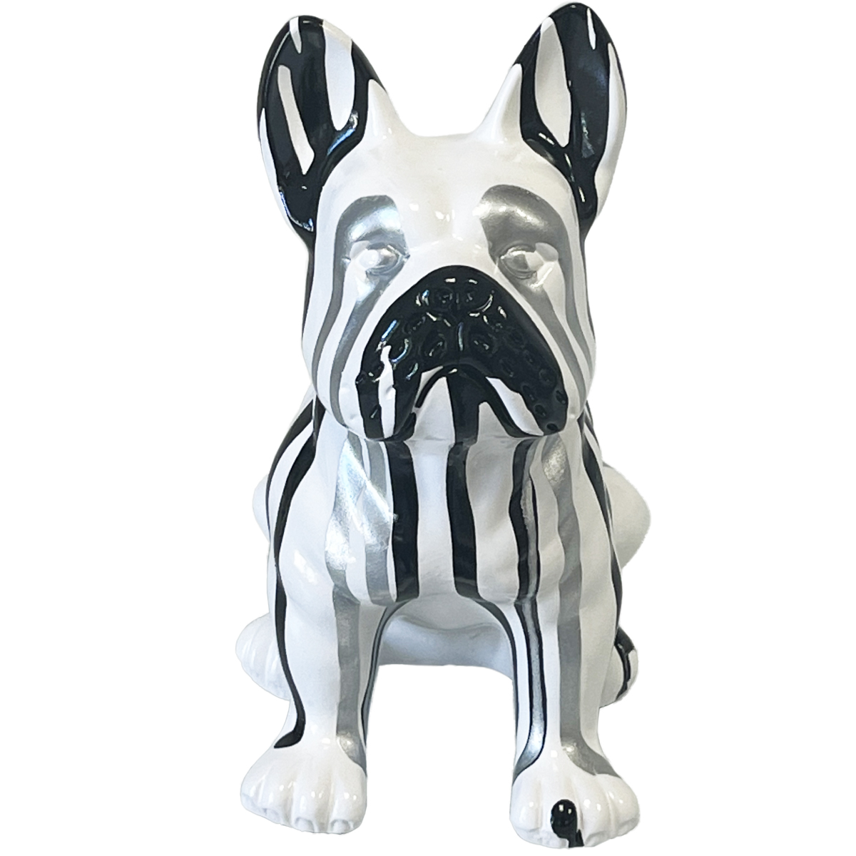 Statuette bouledogue Franais assis blanc de cramique