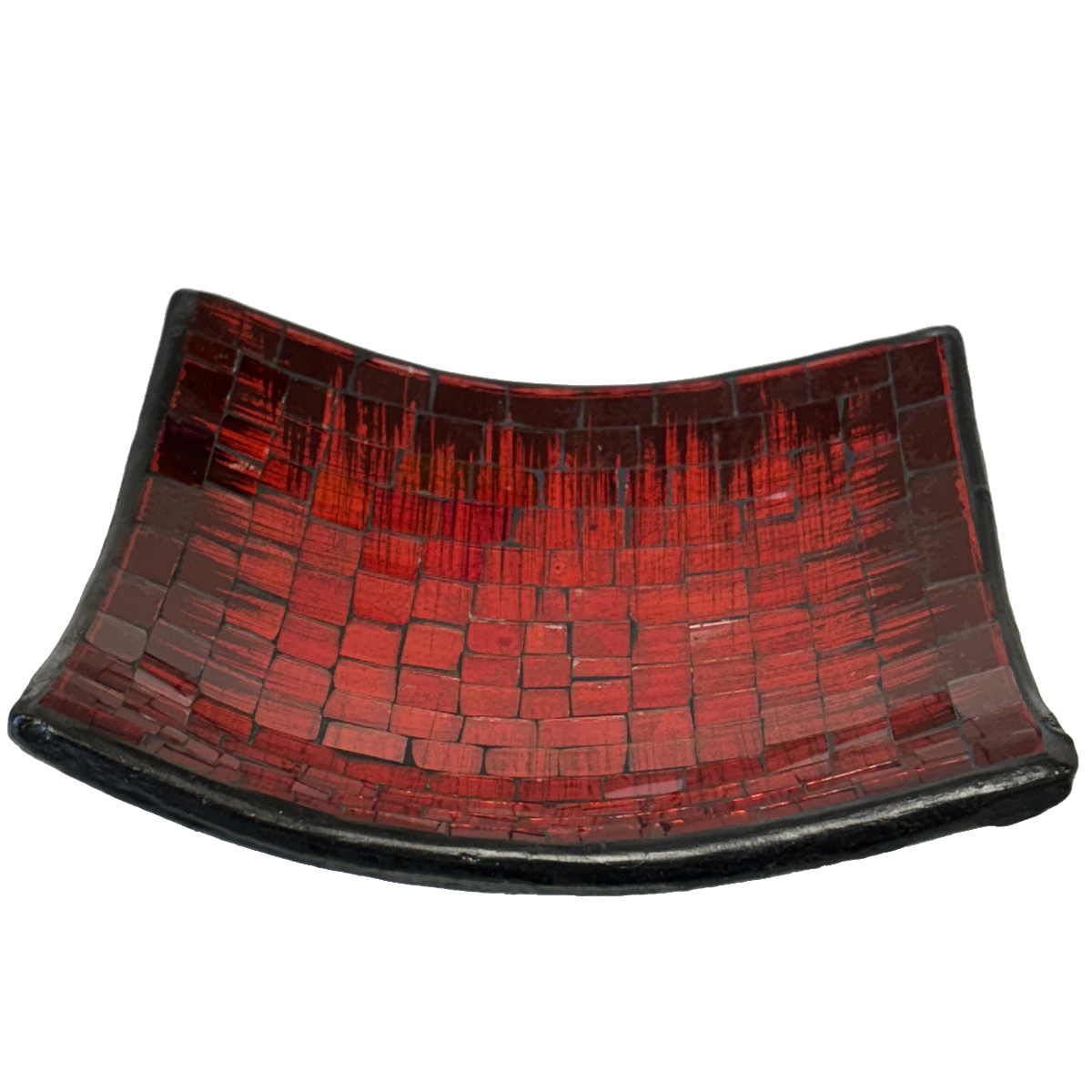 Coupelle dcorative en mosaque de verre rouge