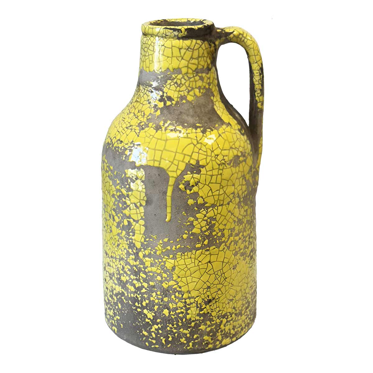 Vase jaune vitrifi fabrication artisanale 29 cm