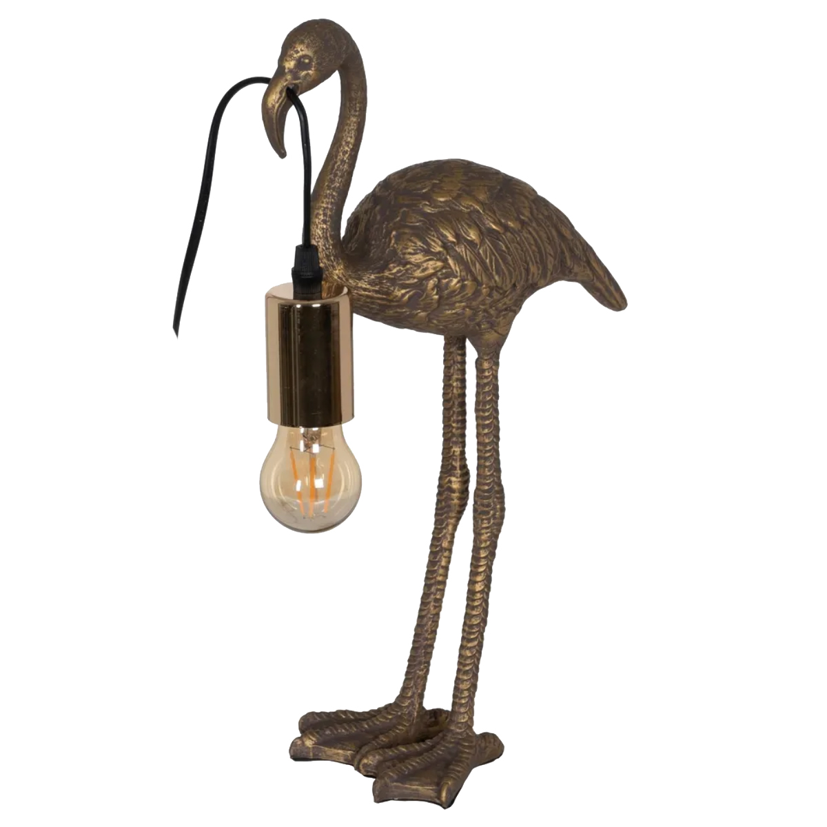 Lampe flamant rose dor 39 cm