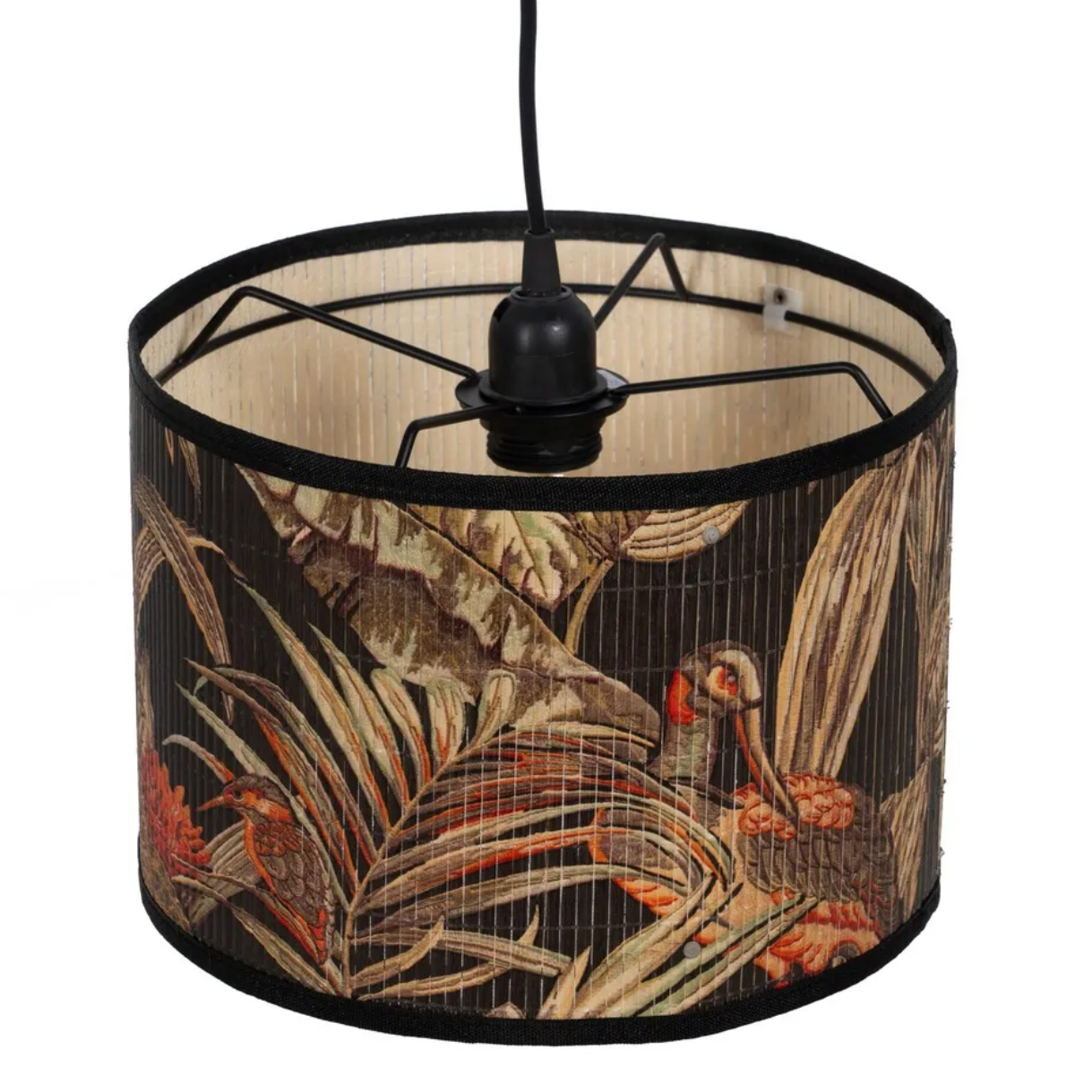 Lustre noir en bambou jungle 28 cm