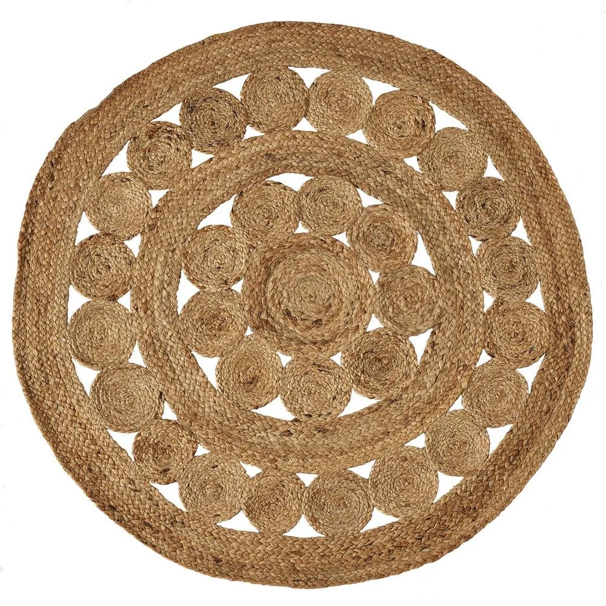 Tapis Ethnique rond en jute naturelle 120 cm