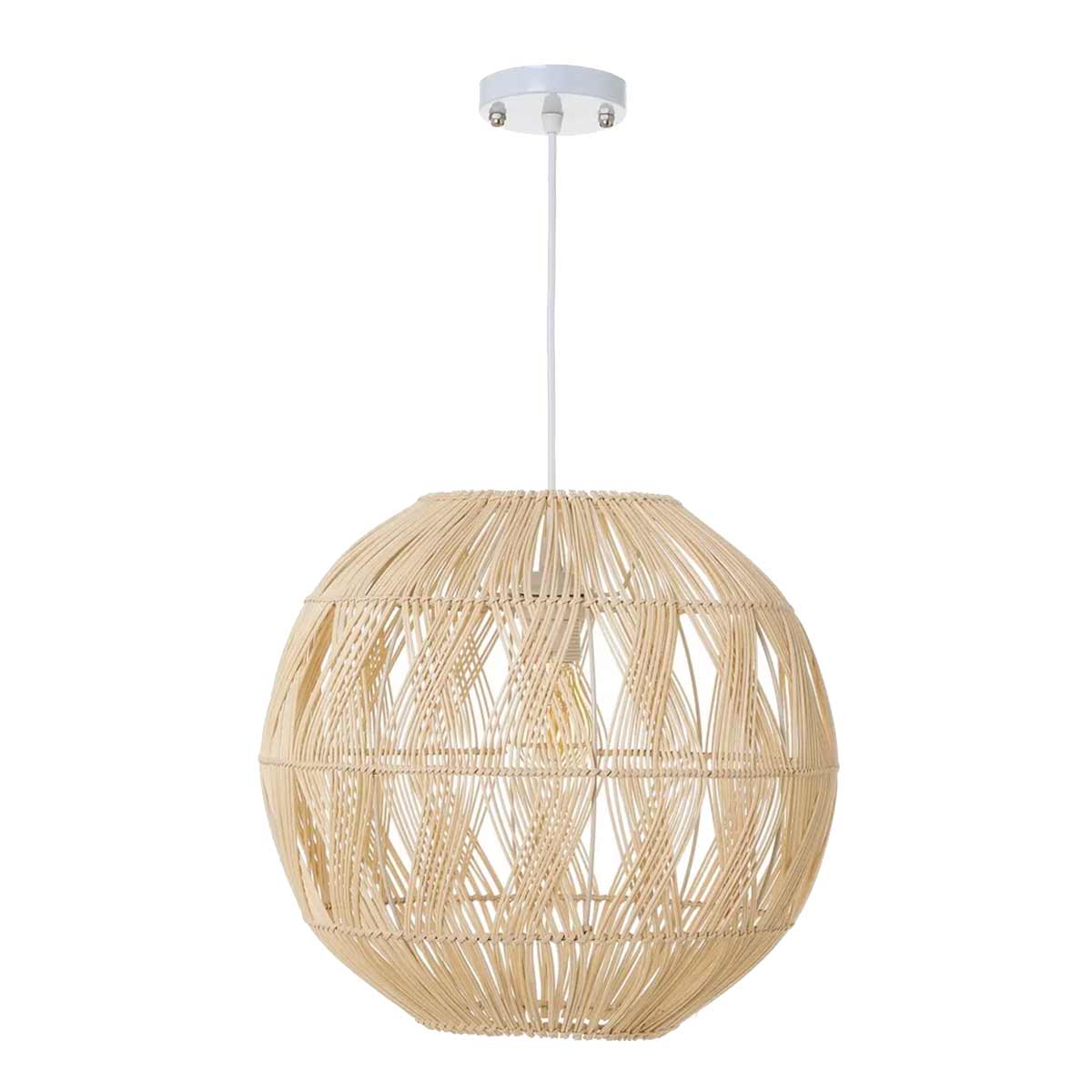 Lustre rond en Rotin Naturel 36 cm