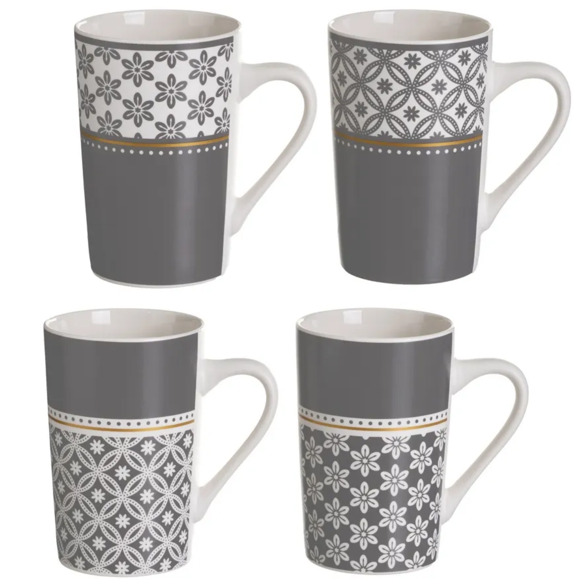 Ensemble de 4 mugs gris en cramique