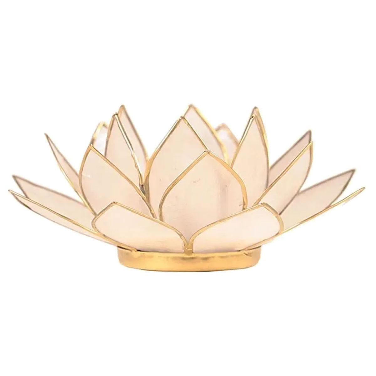 Photophore Fleur de Lotus Blanc finition or