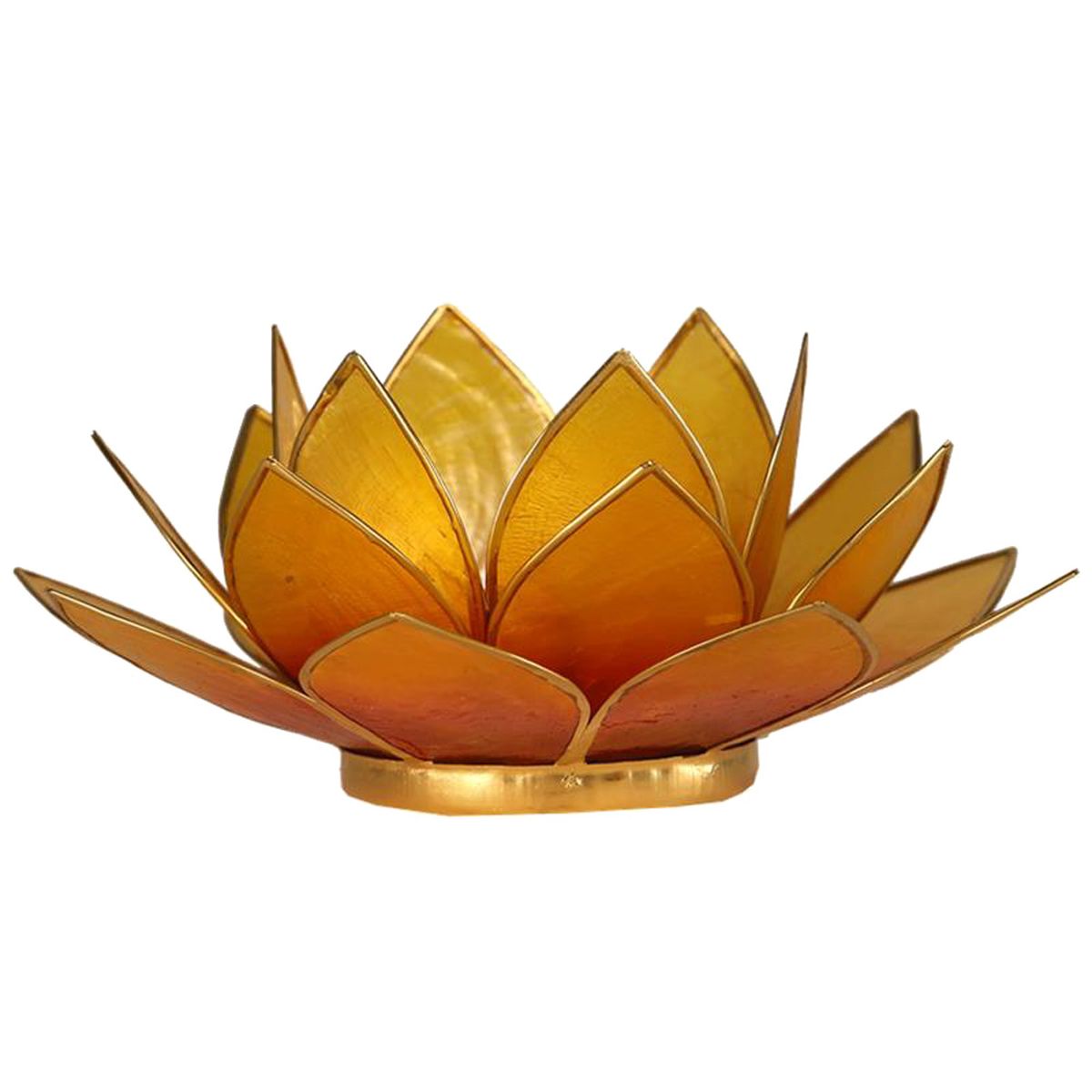 Photophore Fleur de Lotus jaune orange bord or