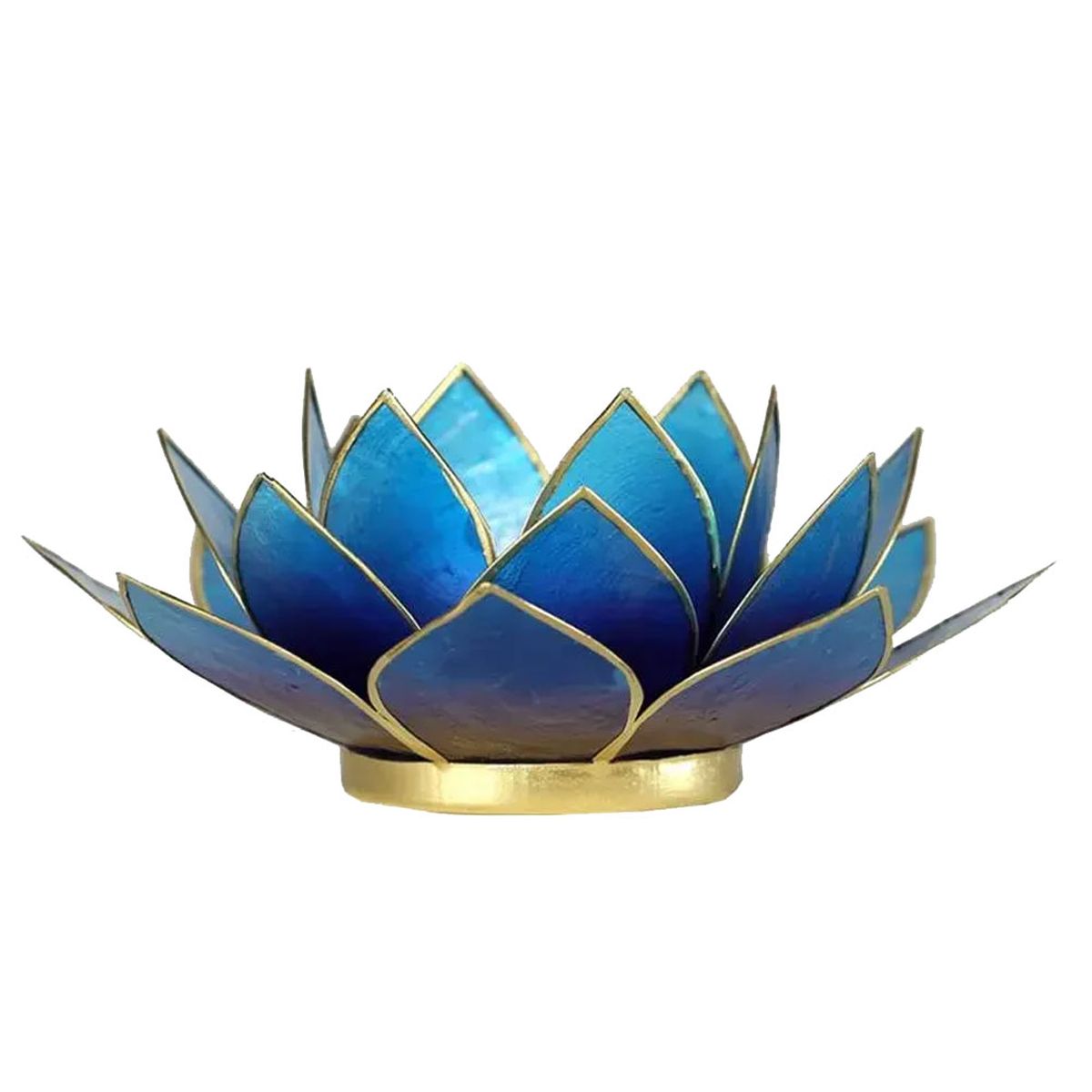 Photophore Fleur de Lotus bleu dgrad de violet finition dore