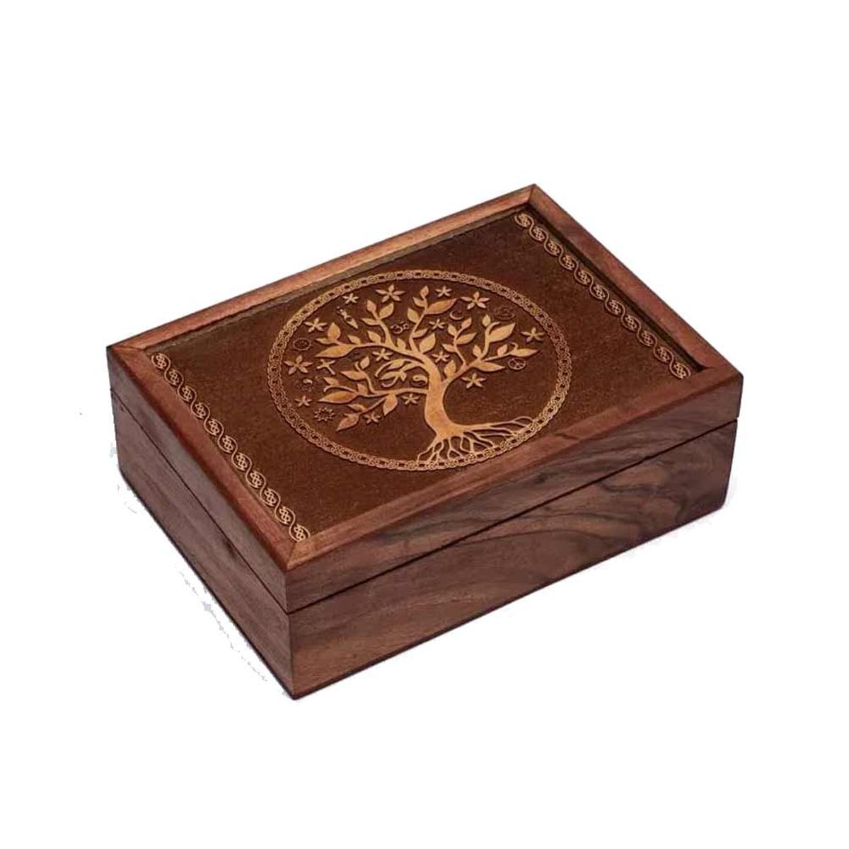 Boite pour tarots Arbre de Vie en bois Grav 17.5 cm