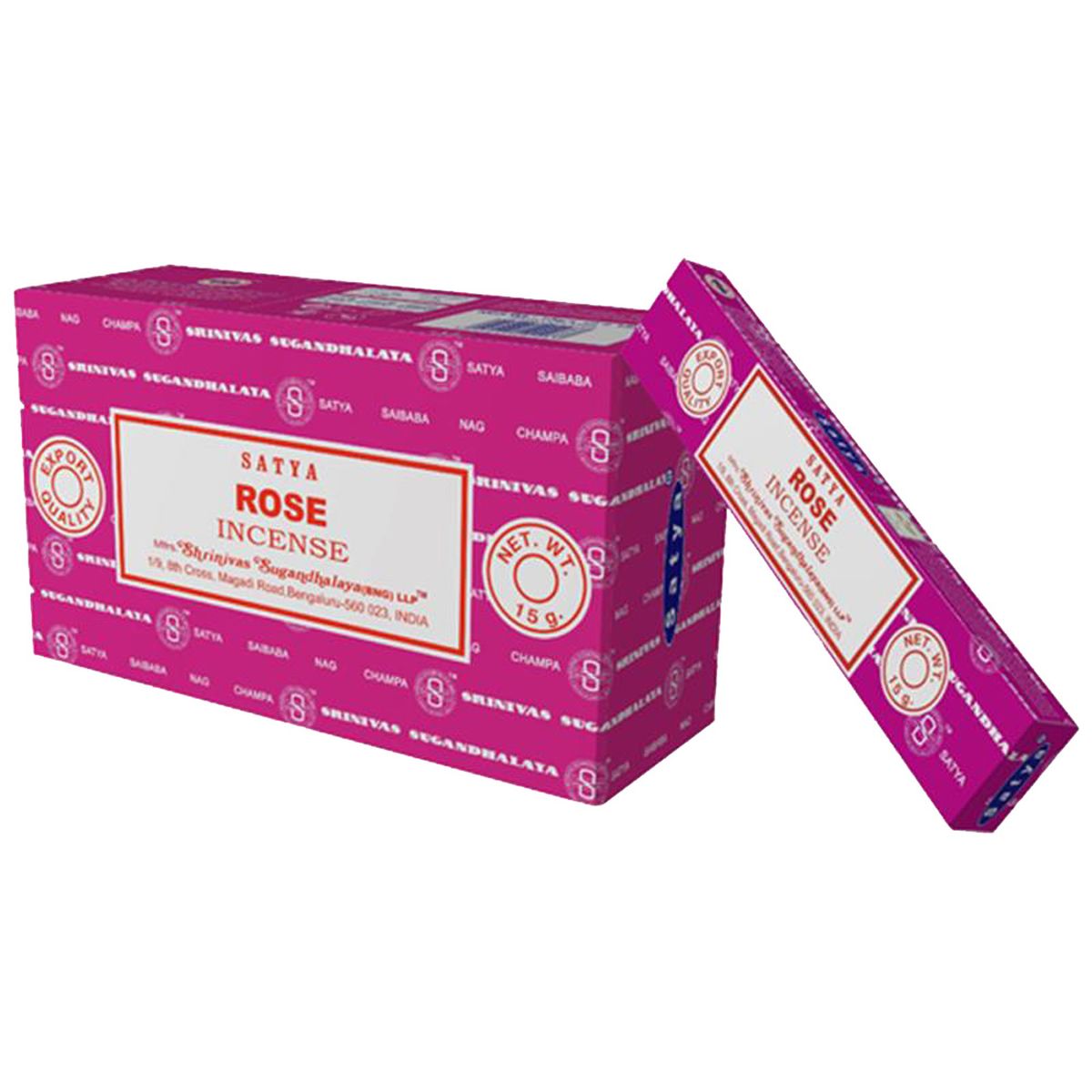 12 boites d'Encens Satya Rose 15 g